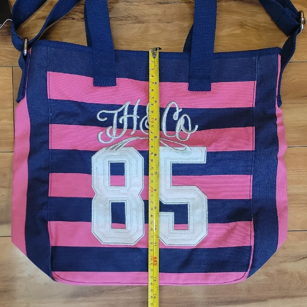 Tommy Hilfiger Kids Striped Canvas Tote Bag Pink Blue 2012 Vintage Y2K Style